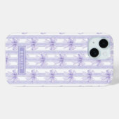 ストライプのモノグラムに紫のコケットボウズ Case-Mate iPhoneケース (裏面 (横))