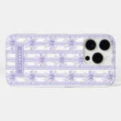 ストライプのモノグラムに紫の可愛らしいリボン Case-Mate iPhoneケース (裏面 (横))
