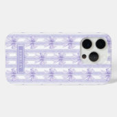 ストライプのモノグラムに紫の可愛らしいリボン Case-Mate iPhoneケース (裏面 (横))