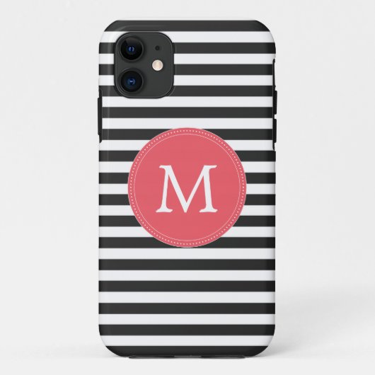 ストライプのモノグラムのIphone白黒5/5Sの箱 Case-Mate iPhoneケース (裏面)