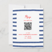 ストライプのライトハウスレッドブルーイーストコースト結婚ーズ 出欠カード (正面)