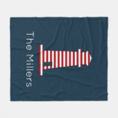 ストライプのライトハ航海のウス名 フリースブランケット (正面(横))