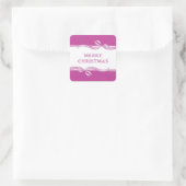 ストライプのリボン スクエア ステッカー (バッグ)