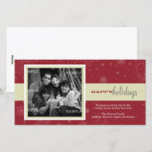 ストライプのリボン ホリデー フォトカード シーズンカード (正面/裏面)