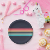 ストライプのレトロストライプ ペーパープレート (パーティー)