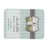 ストライプのヴィンテージ写真の保存結婚日 マグネット (横)