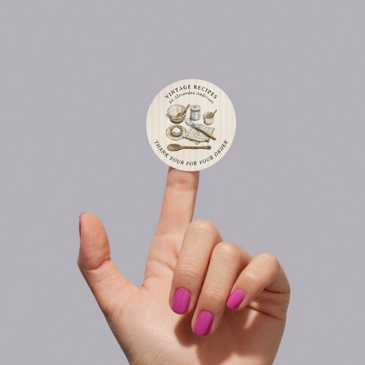 ストライプのヴィンテージ料理器具ベーカリーレシピ ラウンドシール