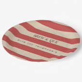 ストライプのヴィンテージ赤/タン | 醸造およびクパーソナライズされたー ペーパープレート (アングル)