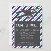 ストライプのヴィンテージ飛行機の誕生日招待状 招待状 (正面)