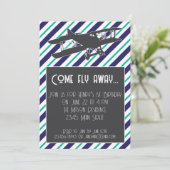 ストライプのヴィンテージ飛行機の誕生日招待状 招待状 (スタンド正面)