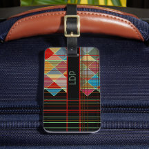 ストライプの三角形(黒のイニシャル付き)