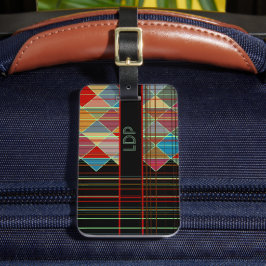 ストライプの三角形(黒のイニシャル付き) ラゲッジタグ