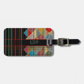 ストライプの三角形(黒のイニシャル付き) ラゲッジタグ (正面横)