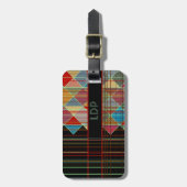 ストライプの三角形(黒のイニシャル付き) ラゲッジタグ (正面縦)