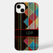 ストライプの三角形(黒のイニシャル付き) Case-Mate iPhoneケース (裏面)