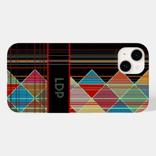 ストライプの三角形(黒のイニシャル付き) Case-Mate iPhoneケース (裏面 (横))