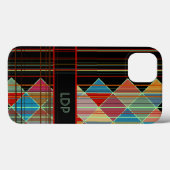 ストライプの三角形(黒のイニシャル付き) Case-Mate iPhoneケース (裏面 (横))