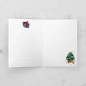 ストライプの上にキュートなクリスマスツリー。カスタマイズ可能 シーズンカード (内部)