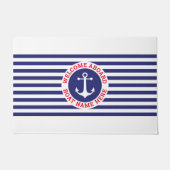 ストライプの付いた船舶用アンカーのデザイン ドアマット (正面)