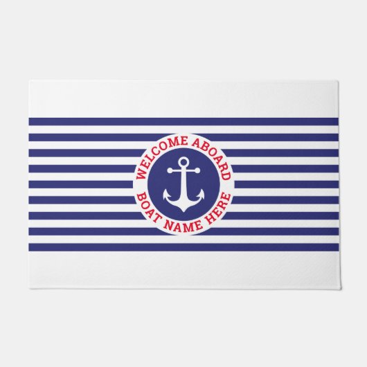 ストライプの付いた船舶用アンカーのデザイン ドアマット (正面)