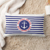 ストライプの付いた船舶用アンカーのデザイン ランバークッション (ブランケット)