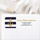 ストライプの住所 シール航海のいかりネイビー金ゴールド ラベル (インサイチュ)