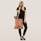 ストライプの円とドット トートバッグ (モデル)