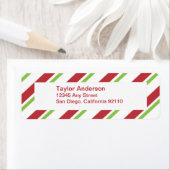 ストライプの差出人住所ラベル – 赤い緑 ラベル (インサイチュ)