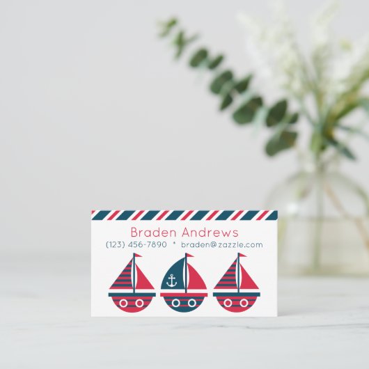 ストライプの帆船事業またはカー連絡ド 名刺 (スタンド正面)