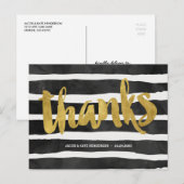 ストライプの感謝してい | 金フェイク箔ありがとう ポストカード (正面/裏面)