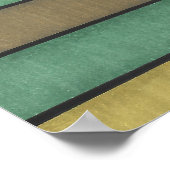 ストライプの抽象芸術緑波と紫円 ポスター (角)