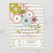 ストライプの春招待状 招待状 (正面/裏面)