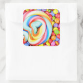 ストライプの棒つきキャンデー数々の色のスマート スクエアシール (バッグ)