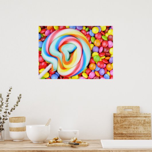 ストライプの棒つきキャンデー数々の色のスマート ポスター (キッチン)