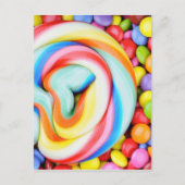 ストライプの棒つきキャンデー数々の色のスマート ポストカード (正面)