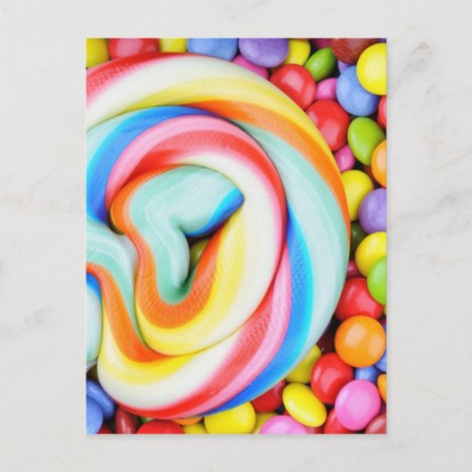 ストライプの棒つきキャンデー数々の色のスマート ポストカード (正面)