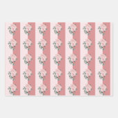 ストライプの水彩ローズ ラッピングペーパーシート (正面3)