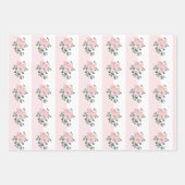 ストライプの水彩ローズ ラッピングペーパーシート (正面)