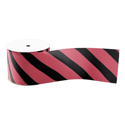 (ストライプの白黒) |対角線)任意のサイズのカスタム グログランリボン (リール)