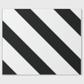 (ストライプの白黒) |対角線)任意のサイズのカスタム ラッピングペーパー (フラット)