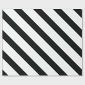 (ストライプの白黒) |対角線)任意のサイズのカスタム ラッピングペーパー (フラット)