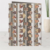 ストライプの秋の色の葉 カード (裏面)