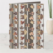 ストライプの秋の色の葉 カード (正面)