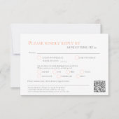 ストライプの紅茶 ローズ ウォーターカラー 結婚式 QRコード 料理 出欠カード (正面)