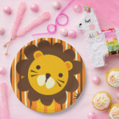 ストライプの紙皿のレトロのライオン ペーパープレート (パーティー)