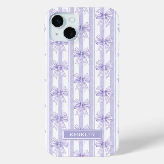 ストライプの紫のクケットボウズモノグラム Case-Mate iPhoneケース (裏面)