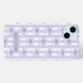 ストライプの紫のクケットボウズモノグラム Case-Mate iPhoneケース (裏面 (横))