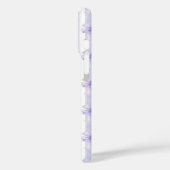 ストライプの紫の可愛いリボンのモノグラム Case-Mate iPhoneケース (裏面 / 左)