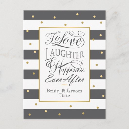 ストライプの結婚式招待状デザイン ポストカード (正面)