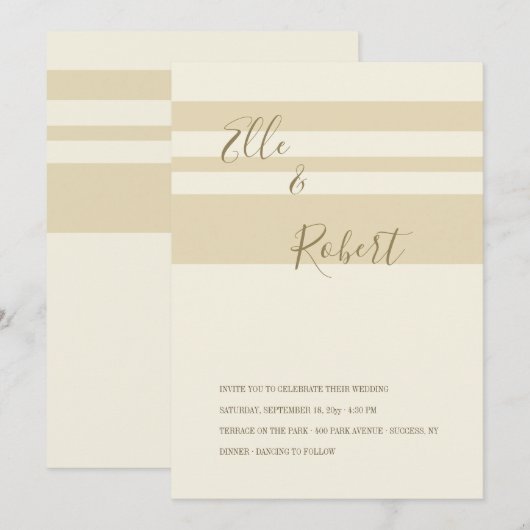 ストライプの結婚式招待状 招待状 (正面/裏面)